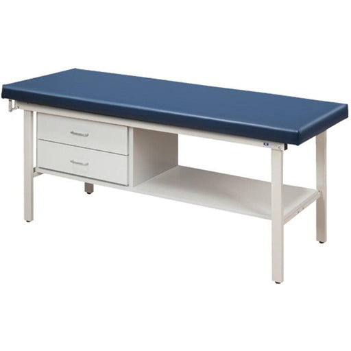 Clinton Industries Flat Top Alpha S-Series Straight Line Treatment Table with Shelf & Two Drawers-Clinic Supplies-Clinton Industries-CLI3130-3130-27-Therastock