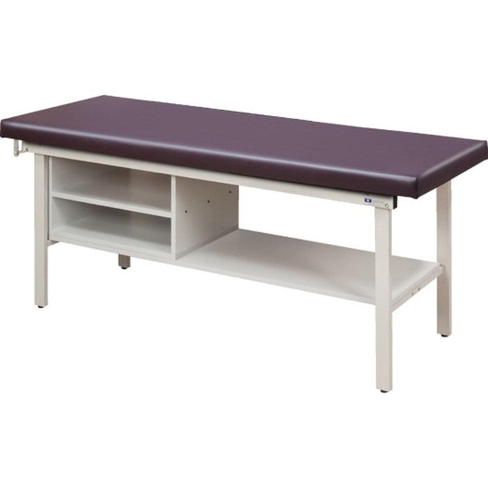 Clinton Industries Flat Top Alpha S-Series Straight Line Treatment Table with Shelving-Clinic Supplies-Clinton Industries-CLI3300-3300-27-Therastock