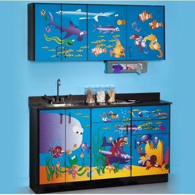 Clinton Industries Fun Series Schoolhouse Base and Wall Cabinets-Clinic Supplies-Clinton Industries-ocean-6136-BW-Therastock